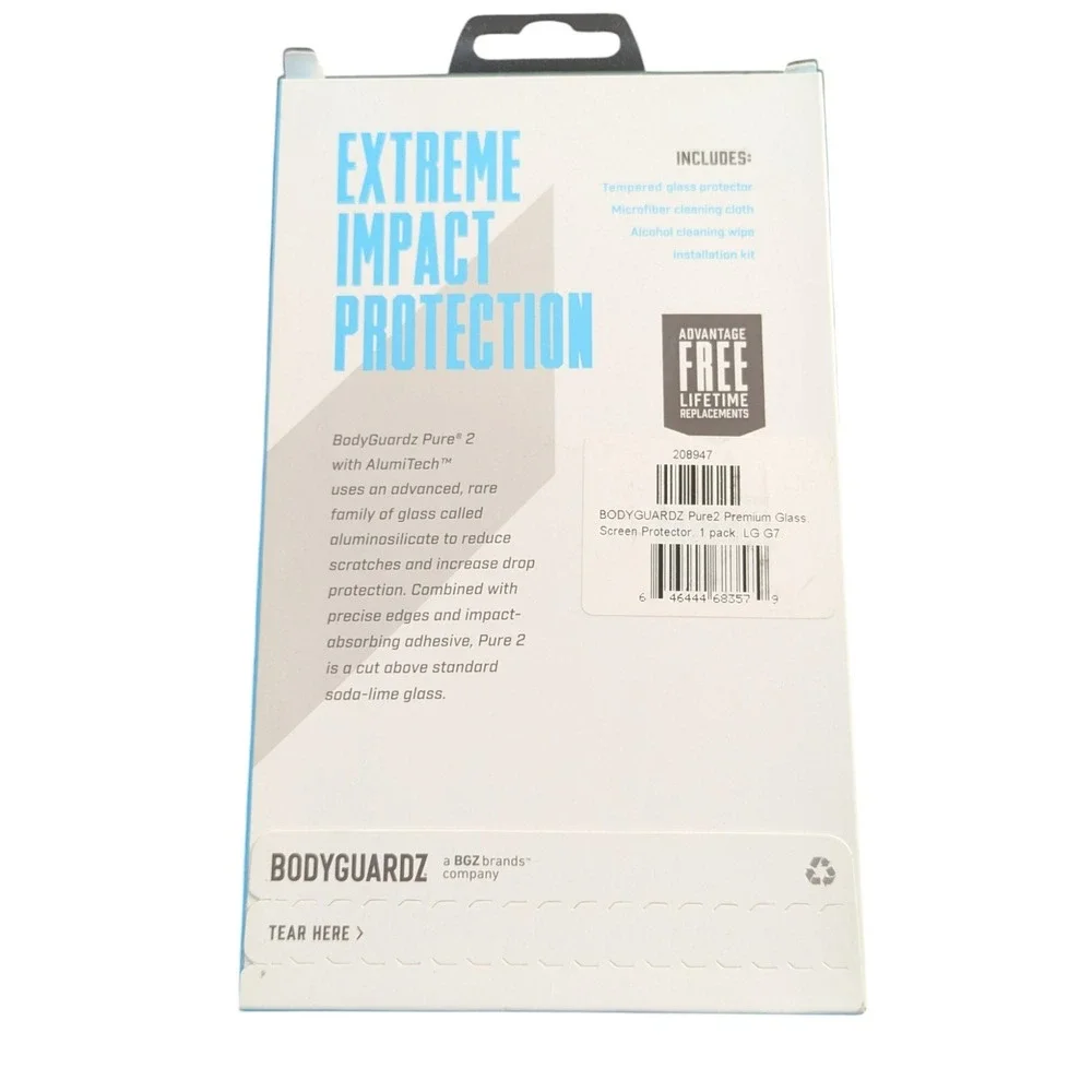 F4. LG G7 ThinQ BodyGuardz‎ Pure 2 Premium Glass Phone Screen Protector New